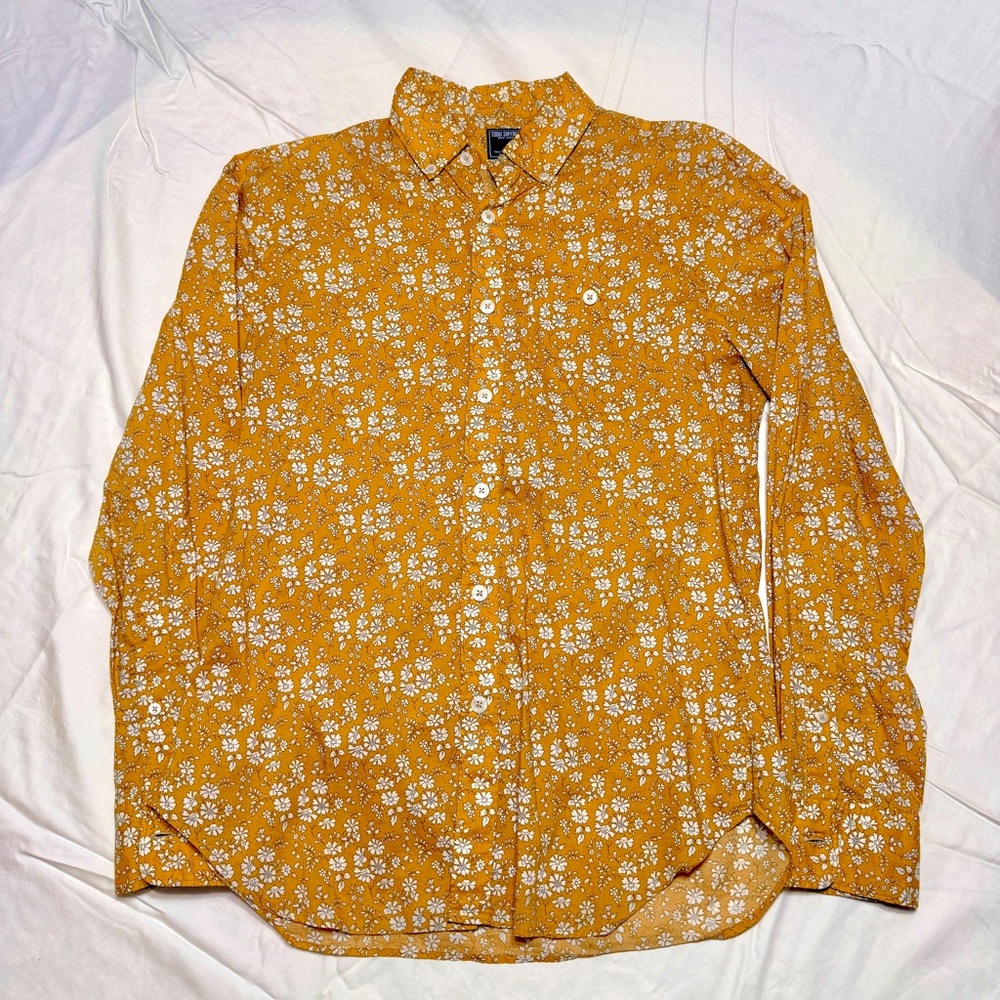 Todd Snyder Yellow Floral Men's Button Down Shirt
